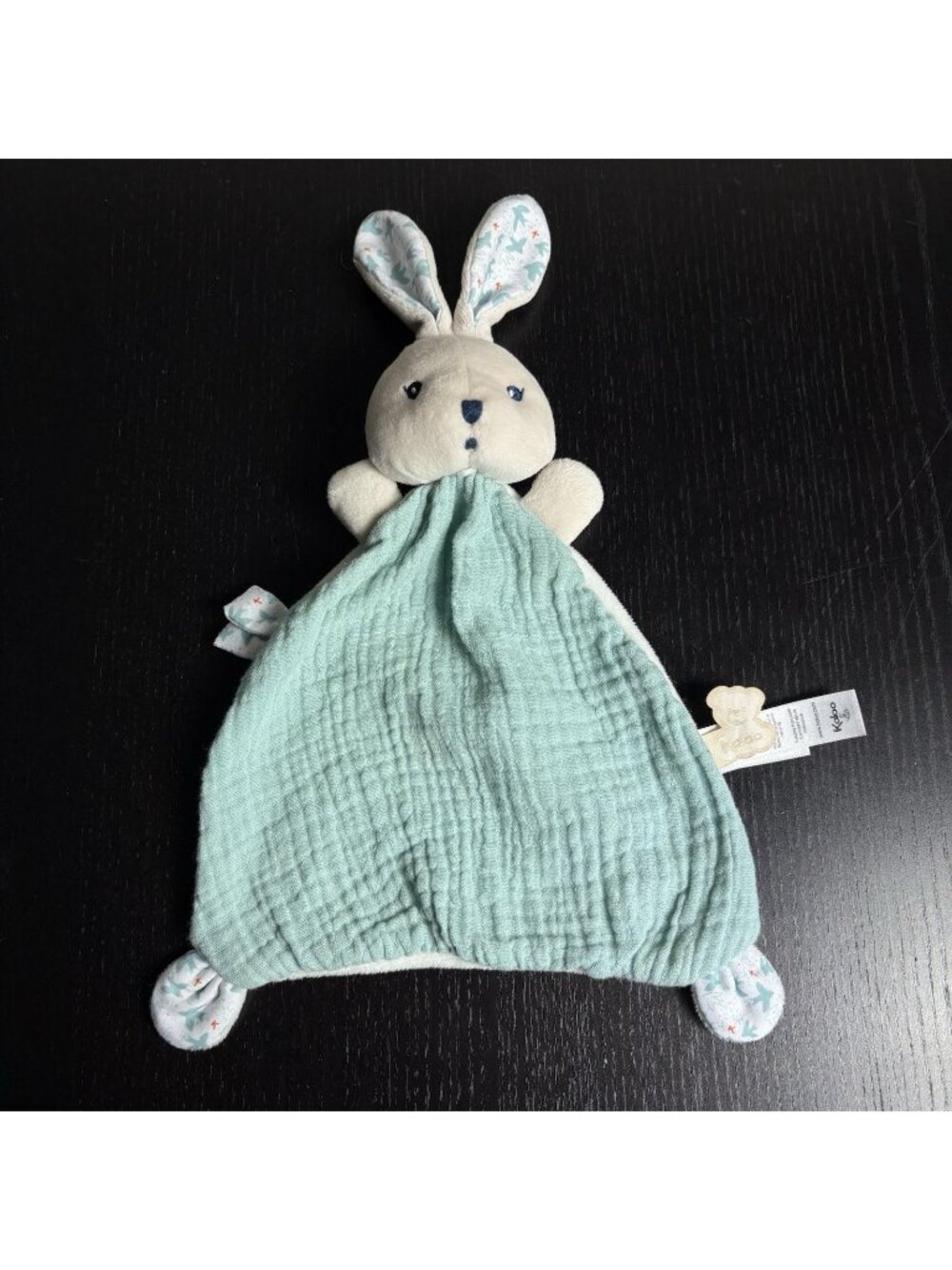 KALOO Baby Security Blanket Beige Bunny Green Muslin Gauze Lovey
